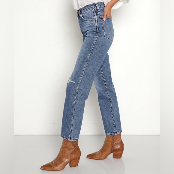 Wrangler Wild West 603 High Rise Straight Jean Retro Mid Damaged - Picture 3 of 15